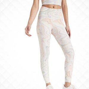 Old Navy Active High-Waisted Side Pocket Leggings Marble Rainbow Pastel Workout